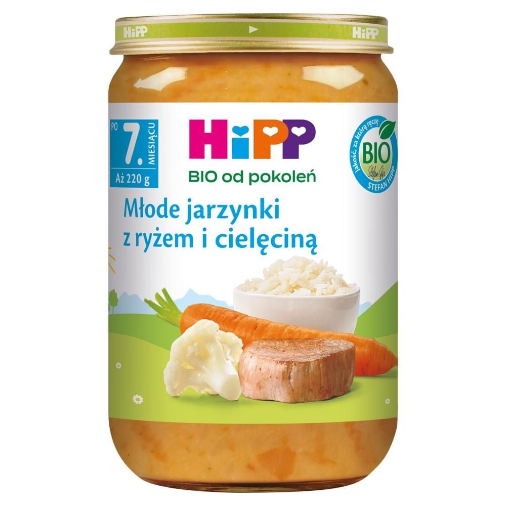 HiPP BIO Młode jarzynki z ryżem i cielęciną po 7. miesiącu 220 g
