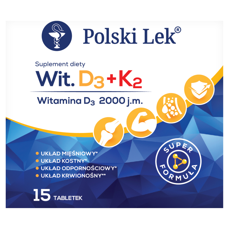 Witamina D3+K2 2000 j.m. (15 tabl.) - suplement diety