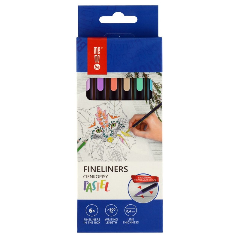 Cienkopisy pastelowe 0,4 mm MemoBe  6 sztuk