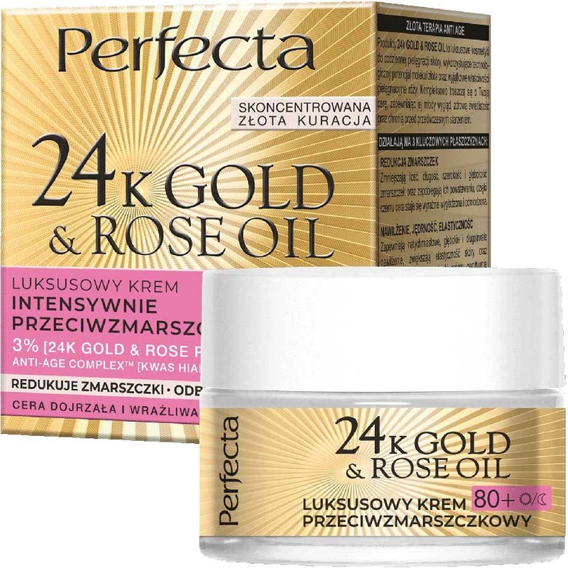 Krem przeciwzmarszaczkowy 24K Gold & Rose Oil 80+  Perfecta  50 ml
