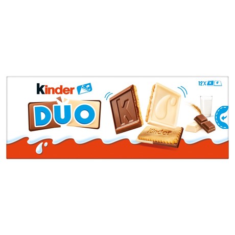 Kinder Duo Ciasteczka z warstwą mlecznej i białej czekolady 150 g (12 sztuk)