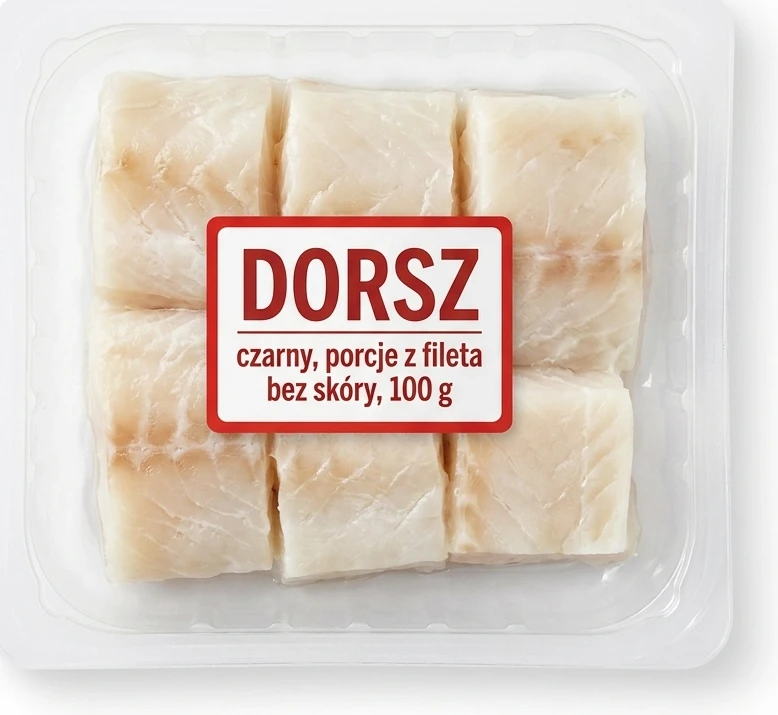 Dorsz czarny, porcje z fileta bez skóry