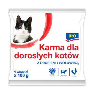 aro Karma dla dorosłych kotów z drobiem i wołowiną 400 g