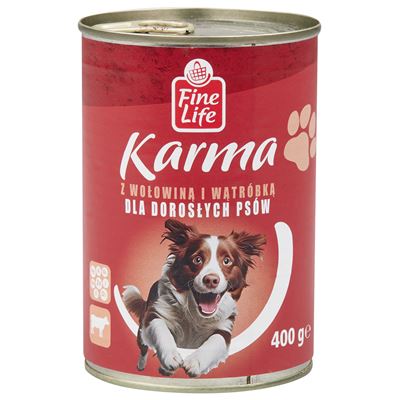 Fine Life Karma z wołowiną i wątróbką dla dorosłych psów 6 x 415 g