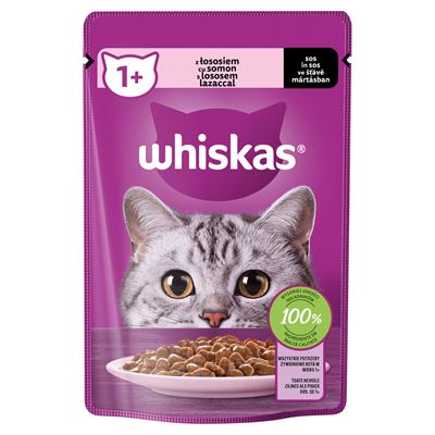 whiskas 1+ z łososiem w sosie 85g