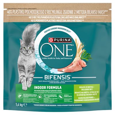ONE PURINA Bifensis Indoor Formula Karma dla dorosłych kotów bogata w indyka 1,4 kg