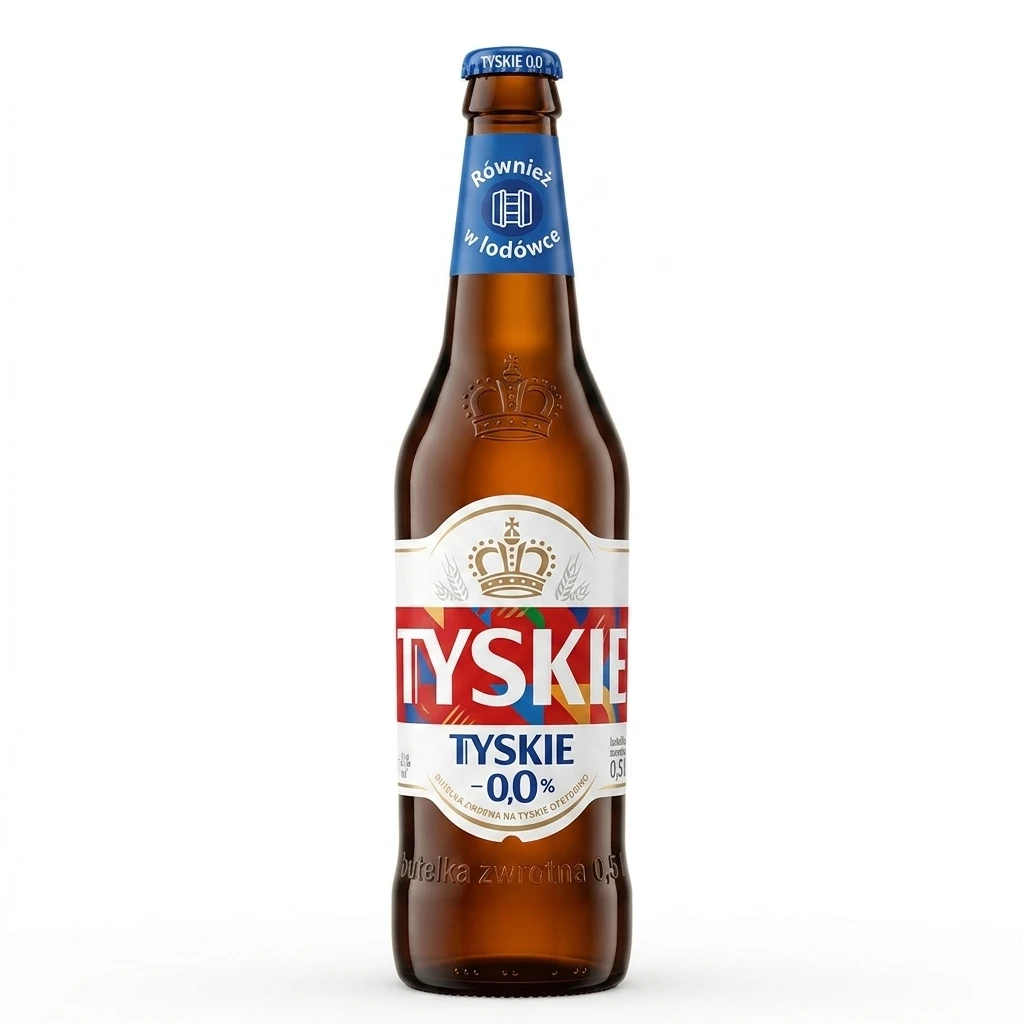 Piwo Tyskie 0,5l 0% but. zw.