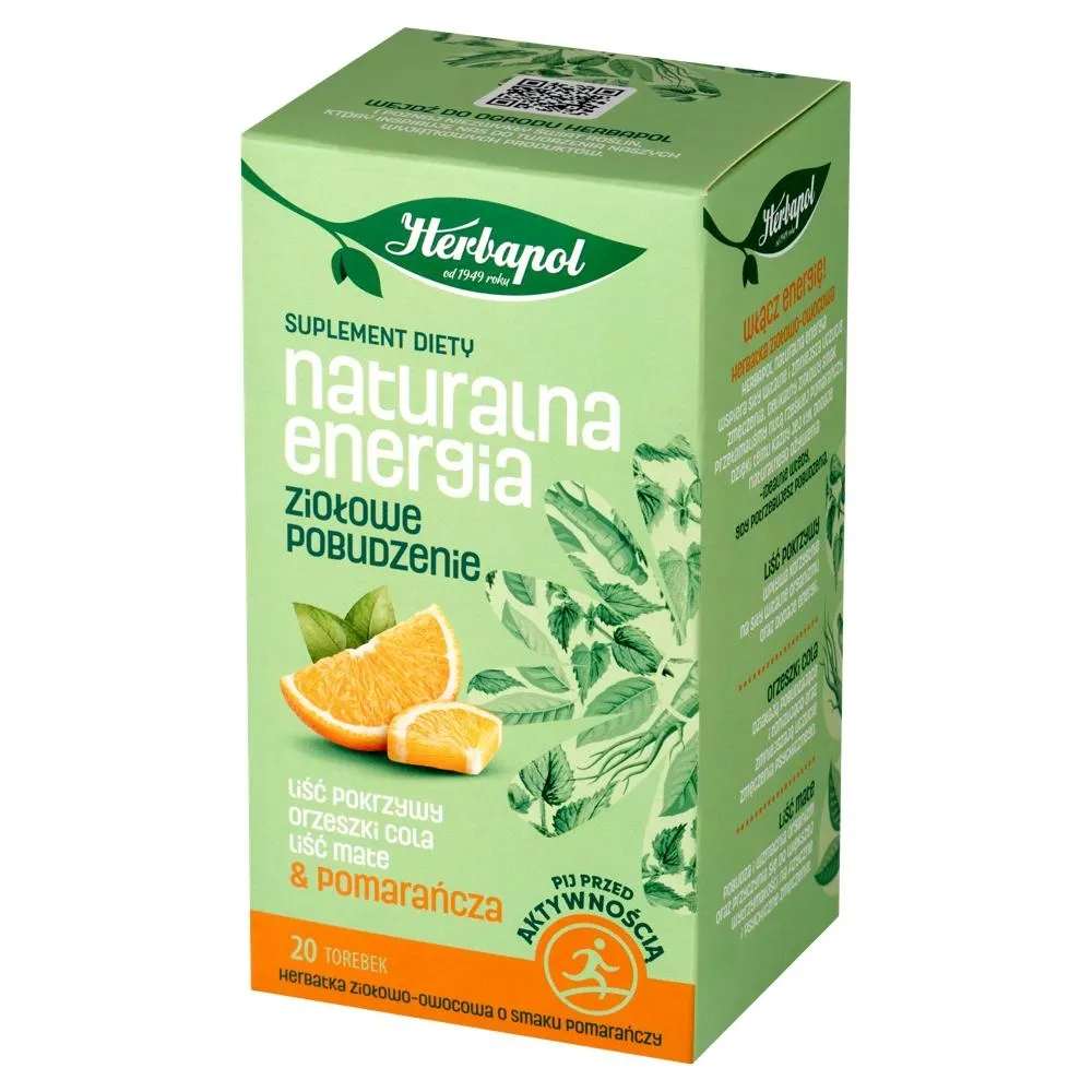 Herbapol Herbatka ziołowo-owocowa o smaku pomarańczy naturalna energia 30 g (20 x 1,5 g)