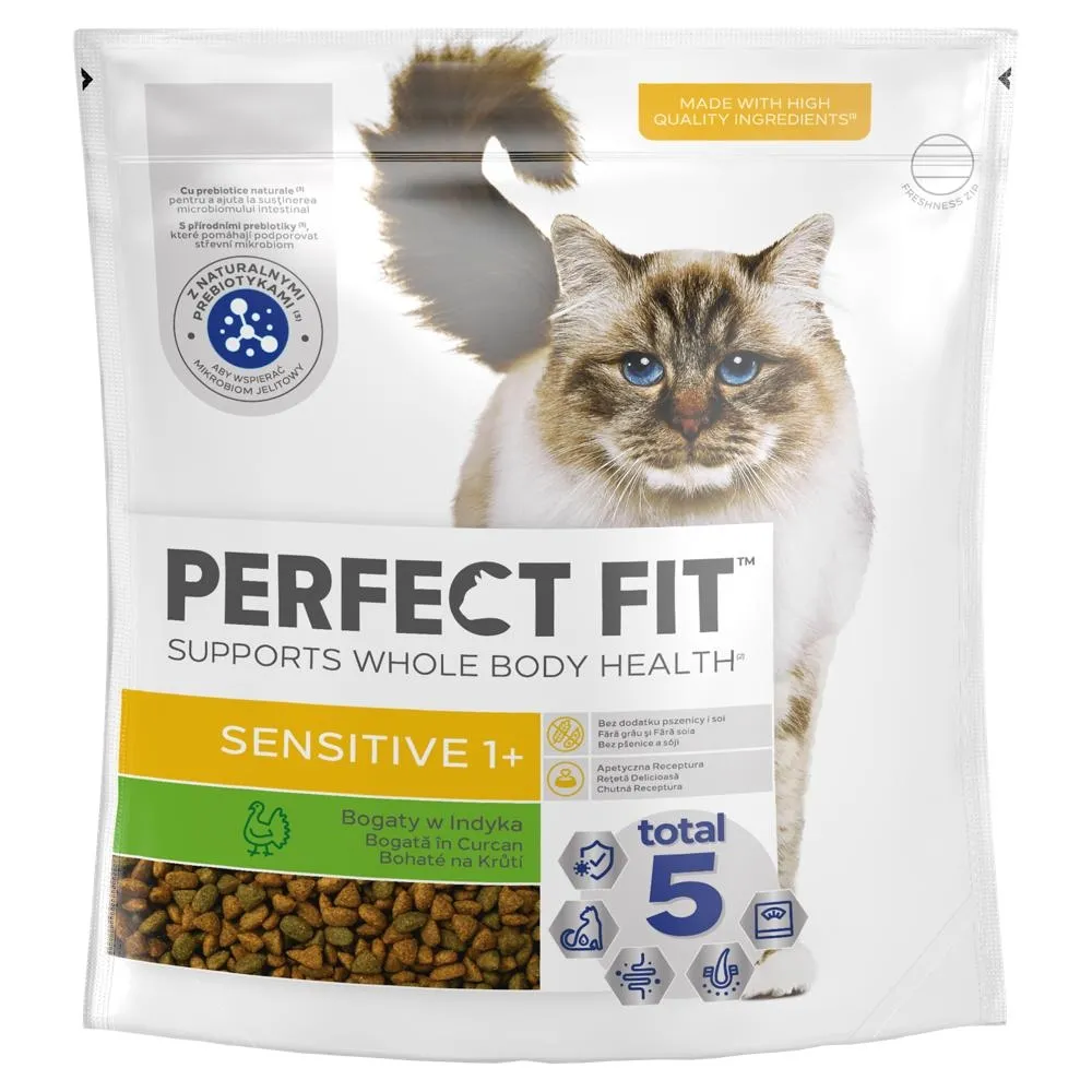 Perfect Fit Sensitive 1+ Sucha karma dla dorosłych kotów bogaty w indyka 1,4 kg