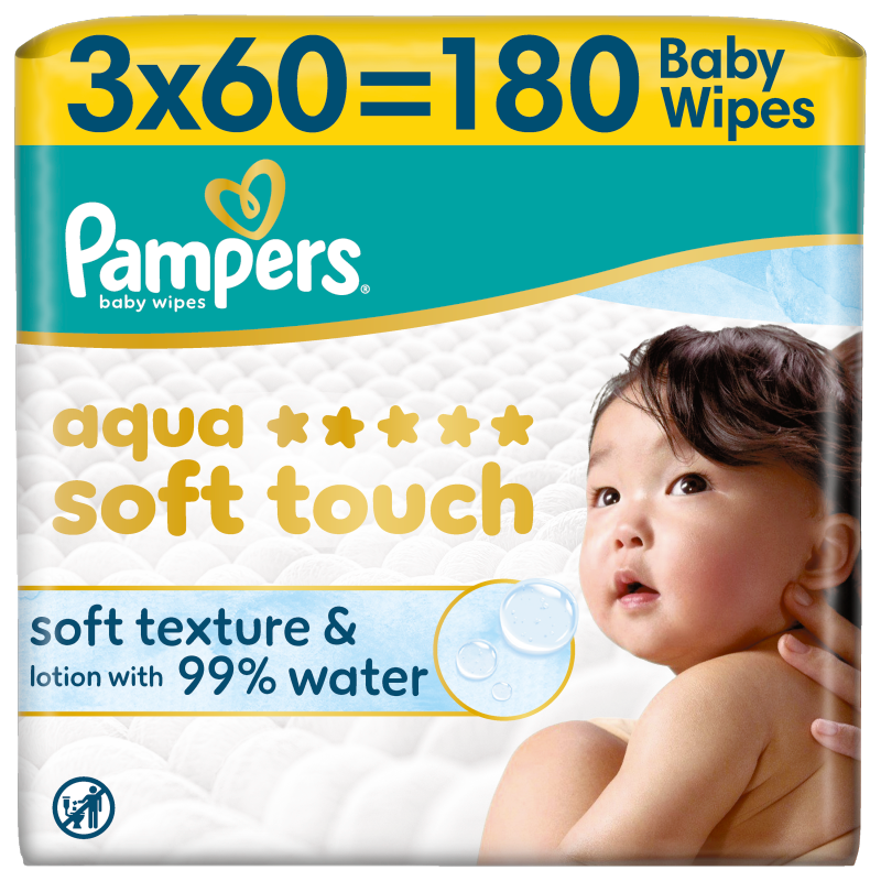 AQUA SOFT TOUCH Chusteczki nawilżane dla dzieci 3x60 szt.