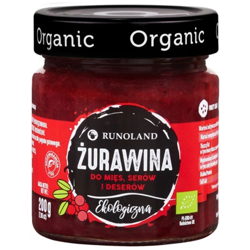 Żurawina do mięs, serów i deserów ekologiczna Runoland 200 g