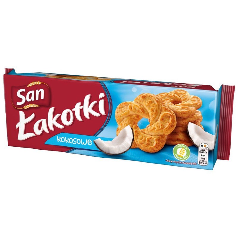 Łakotki ciastka kokosowe San 168 g
