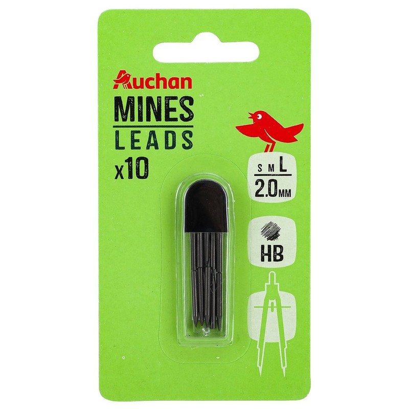 Wkład do cyrkla 10 Compass HB 2mm 10 szt. Auchan 10 sztuk
