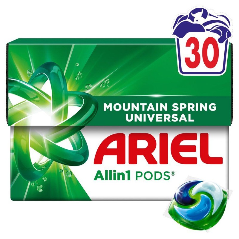 Kapsułki do prania Mountain Spring Stain&Odour Allin1 Pods Ariel 30 kapsułek