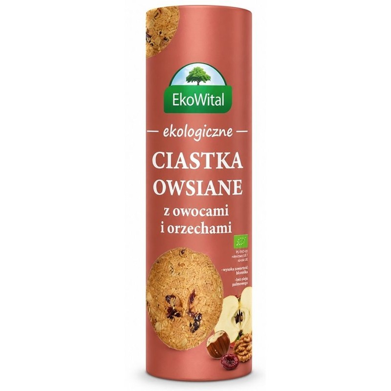 Ekologiczne Ciasteczka owsiane z owocami i orzechami EkoWital 250 g