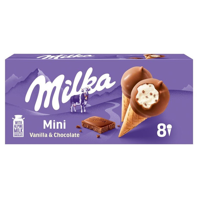 Lody o smaku orzechów laskowych z kawałkami czekolady Milka 200 ml