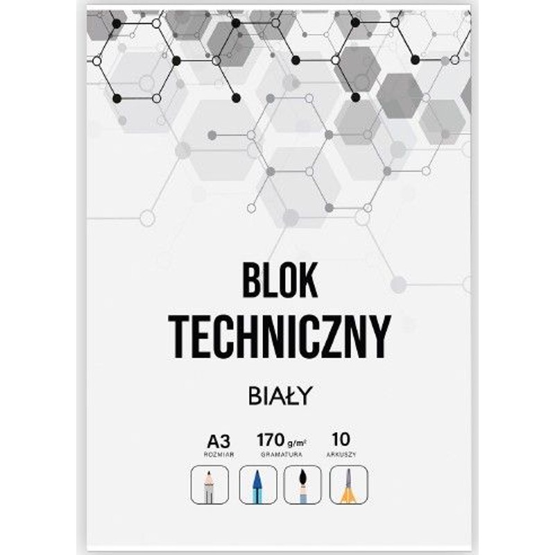 Blok techniczny A3 10 kartek biały Auchan 1 sztuka