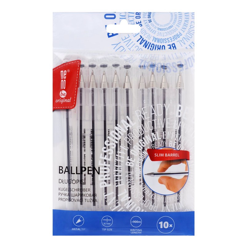 Długopis biurowy 0,7mm czarny MEMOBE 10 sztuk