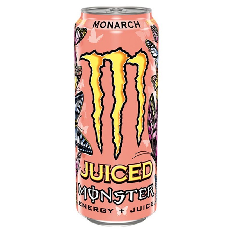 Gazowany napój energetyczny z 5 % soku owocowego z zagęszczonego soku owocowego, tauryną, kofeiną, L-karnityną, z dodatkiem witamin z grupy B Monster 500 ml