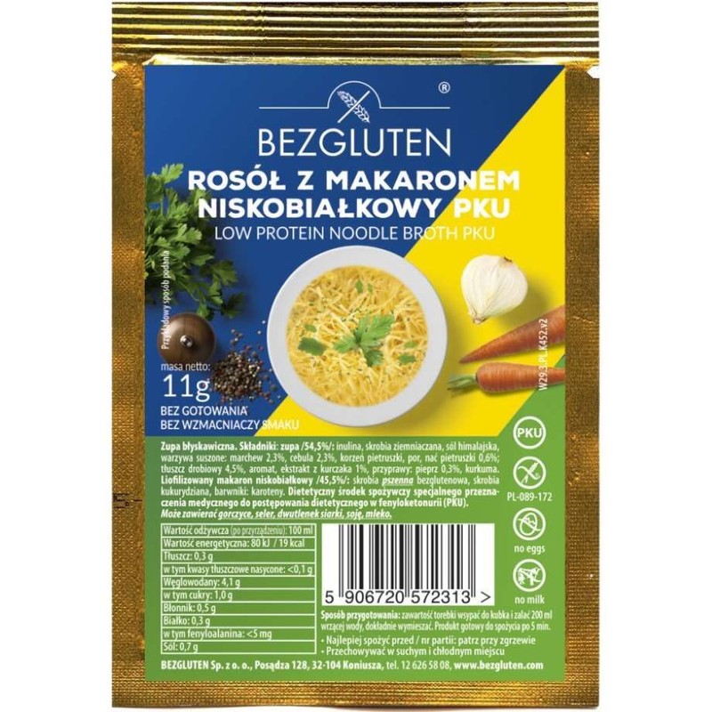 Rosół drobiowy z makaronem niskobiałkowy PKU Bezgluten 11 g