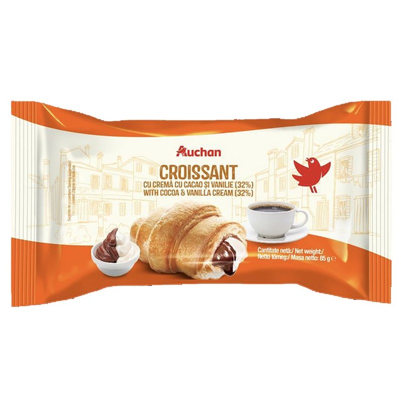 Croissant z nadzieniem kakaowym i waniliowym Auchan 85 g