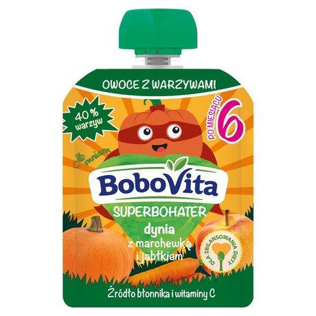 BoboVita Superbohater Mus dynia z marchewką i jabłkiem po 6 miesiącu 80 g