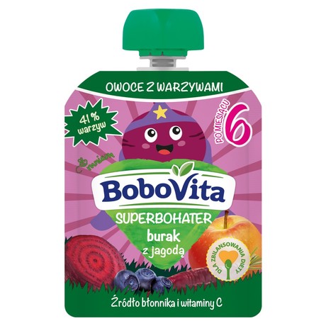 BoboVita Superbohater Mus burak z jagodą po 6 miesiącu 80 g