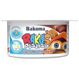 Bakuś Serek o smaku czekoladowym z dodatkiem  wapnia, witamin: D, B6 i B12 90 g