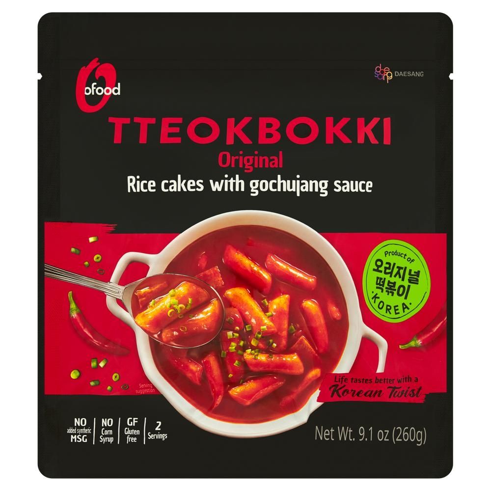 O'Food Tteokbokki Kluski ryżowe wstępnie obgotowane z pikantnym sosem gochujang 260 g