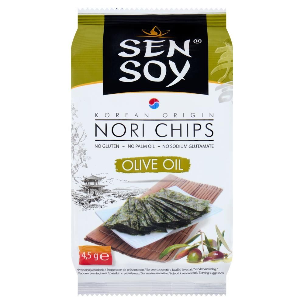 Sen Soy Olive Oil Chipsy nori z alg morskich 4,5 g
