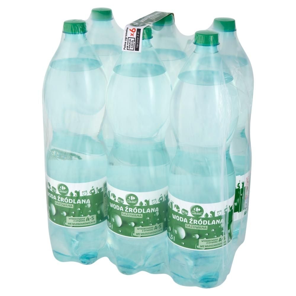 Carrefour Classic Woda źródlana gazowana 6 x 1,5 l