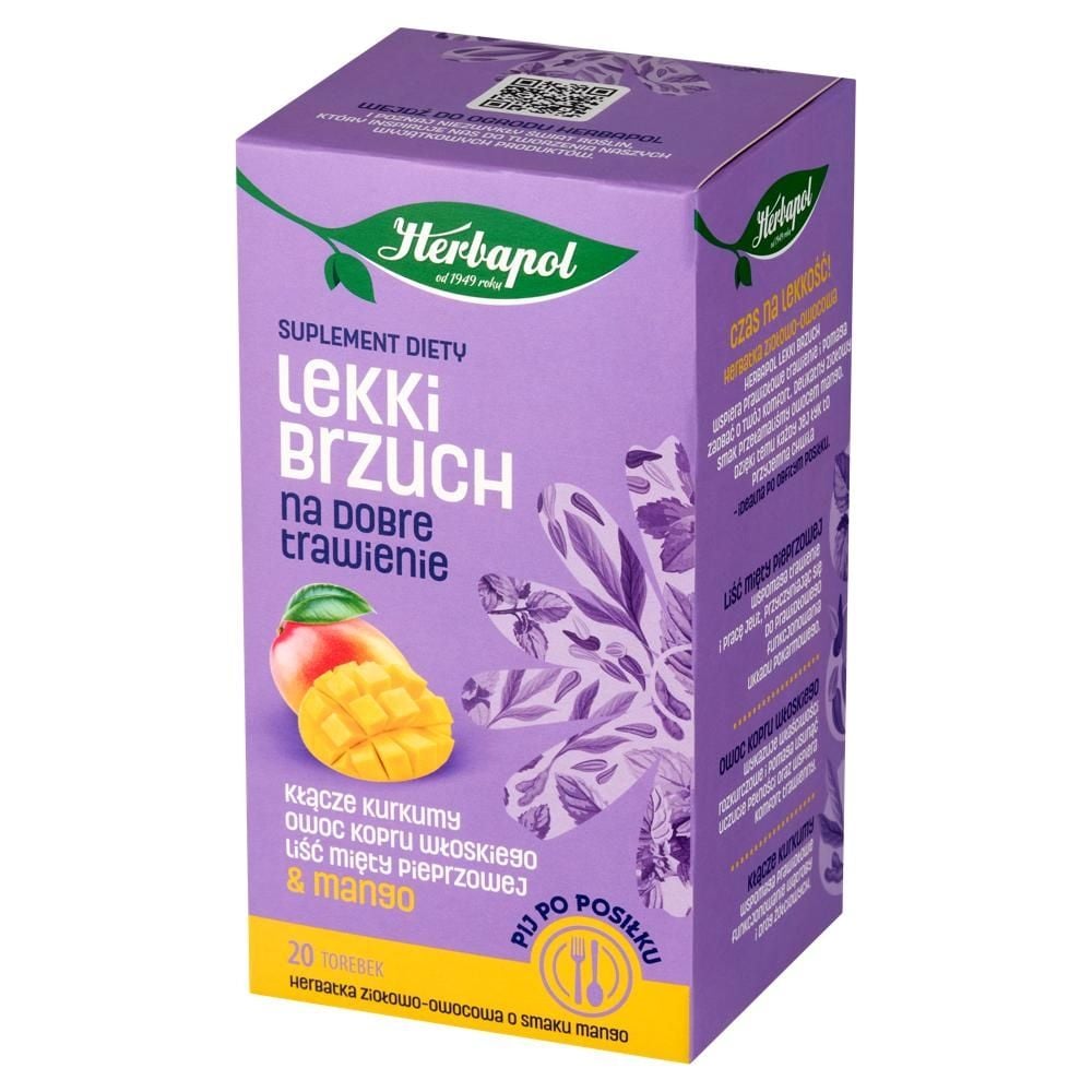 Herbapol Herbatka ziołowo-owocowa o smaku mango lekki brzuch 36 g (20 x 1,8 g)