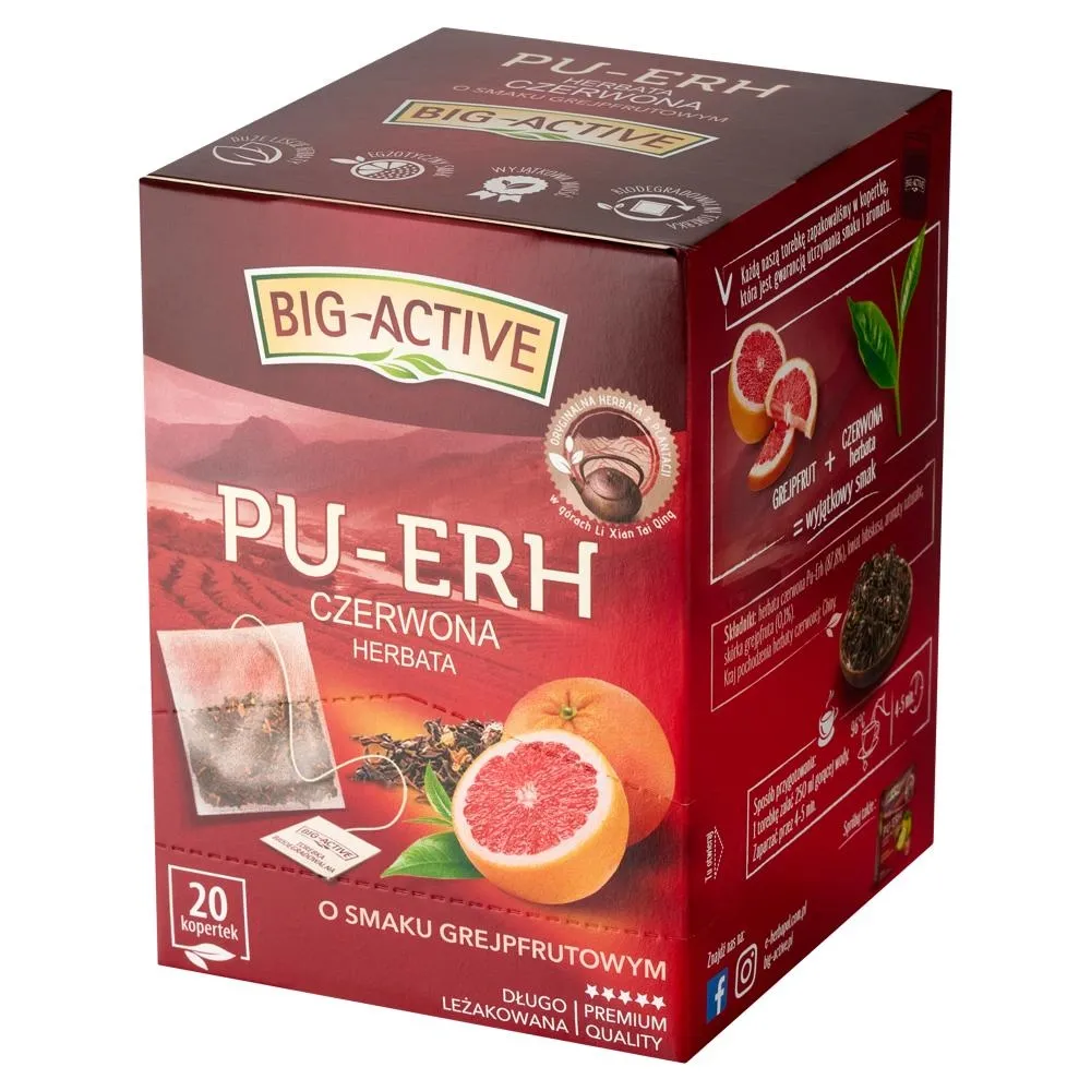 Big-Active Pu-Erh Czerwona herbata o smaku grejpfrutowym 36 g (20 x 1,8 g)