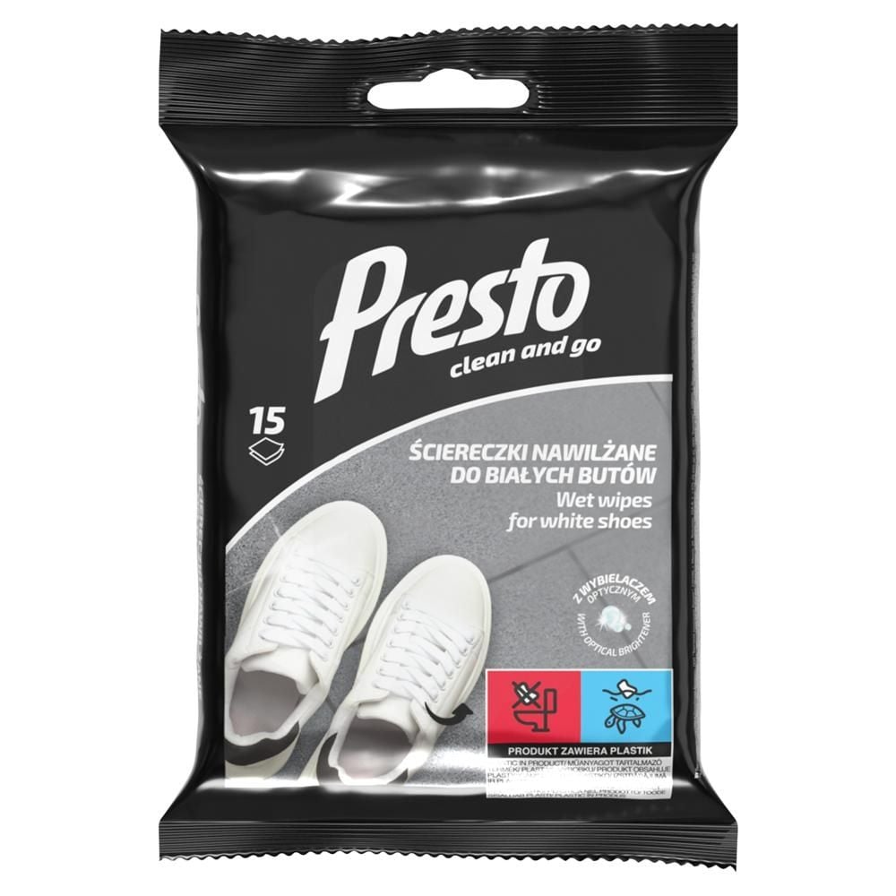 Presto Ściereczki nawilżane do białych butów 15 sztuk
