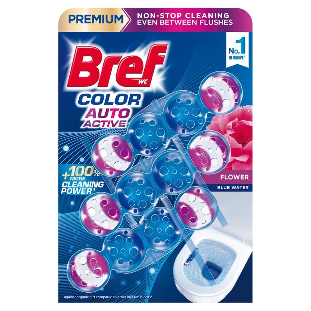 Bref WC Color Auto Active Flower Zawieszka myjąco-zapachowa do WC 3 x 50 g