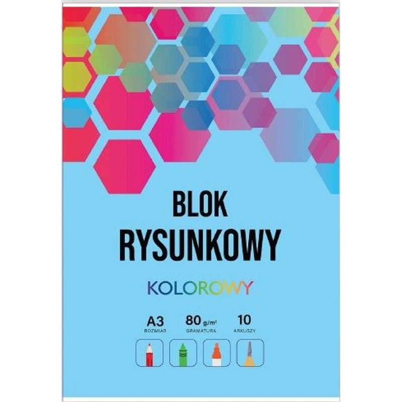 Blok rysunkowy A3 10 kartek kolorowy Auchan 1 sztuka
