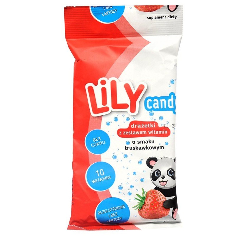 Drażetki z zestawem witamin o smaku truskawkowym Lily Candy 40 g