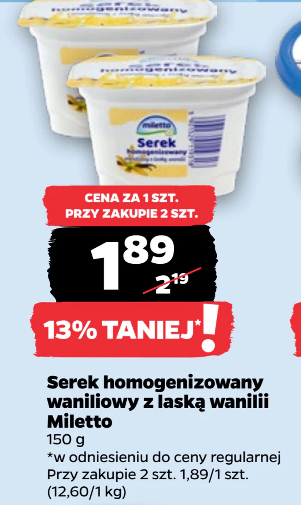Serek homogenizowany waniliowy z laską wanilii Miletto