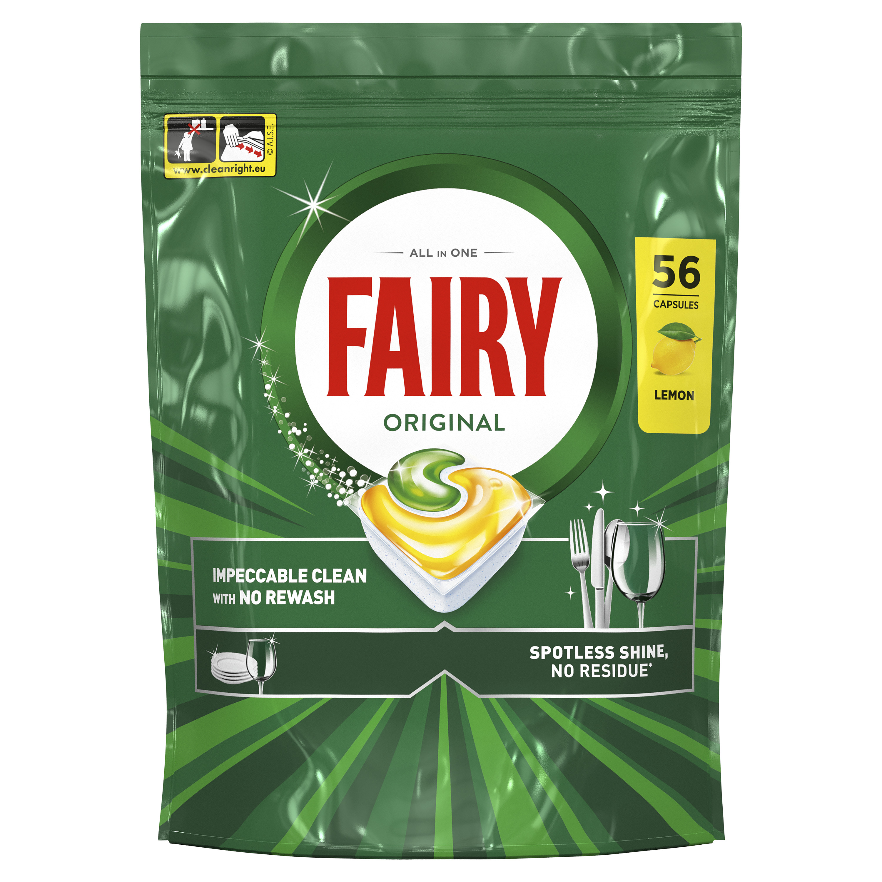 Fairy Original Tabletki Do Zmywarki, Cytryna, 56 Kapsułki