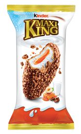 Kinder Maxi King Wafel z mlecznym i karmelowym nadzieniem pokryty czekoladą i orzechami 35 g