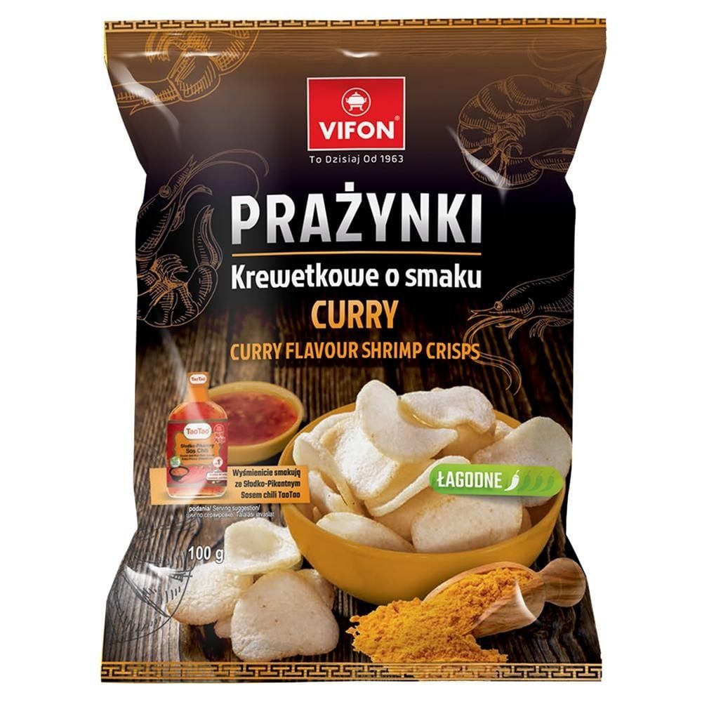 Vifon Prażynki krewetkowe o smaku curry łagodne 100 g