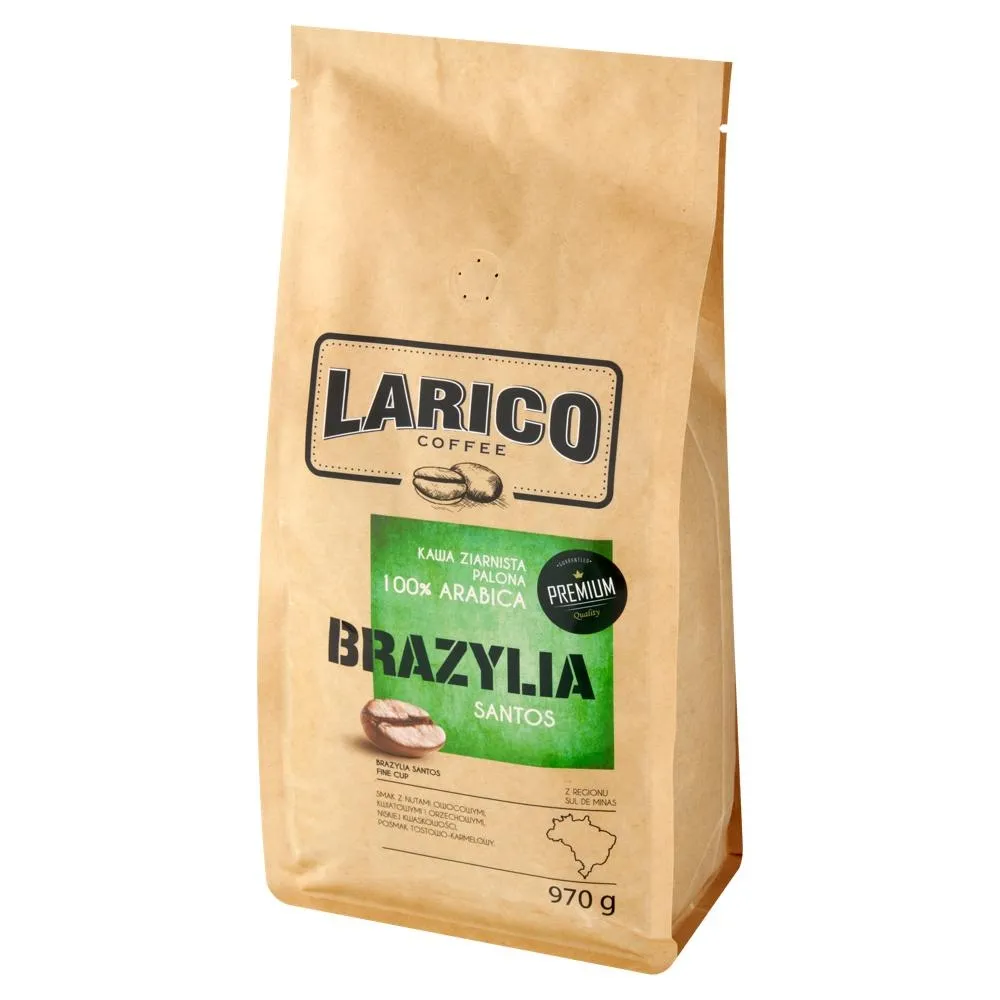 Larico Coffee Brazylia Santos 100 % Arabica Kawa ziarnista palona 970 g