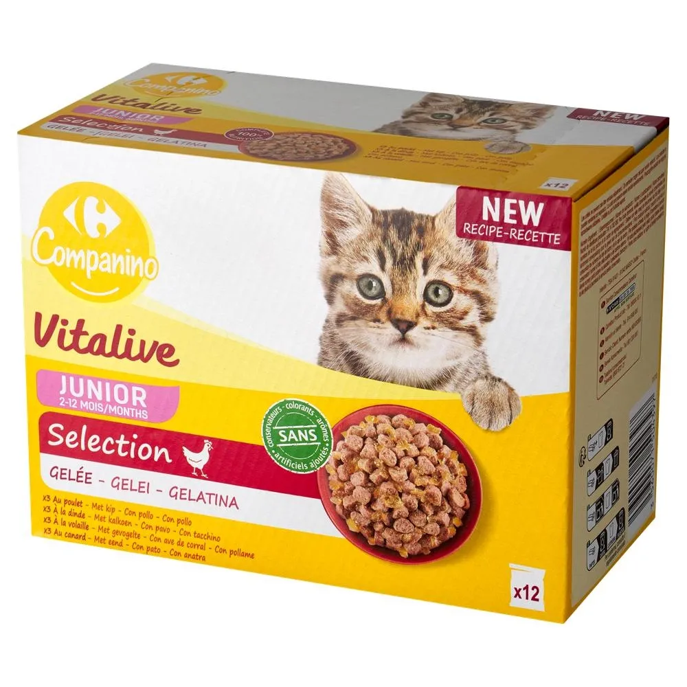 Carrefour Companino Vitalive Junior Karma dla kociąt 1,2 kg (12 x 100 g)