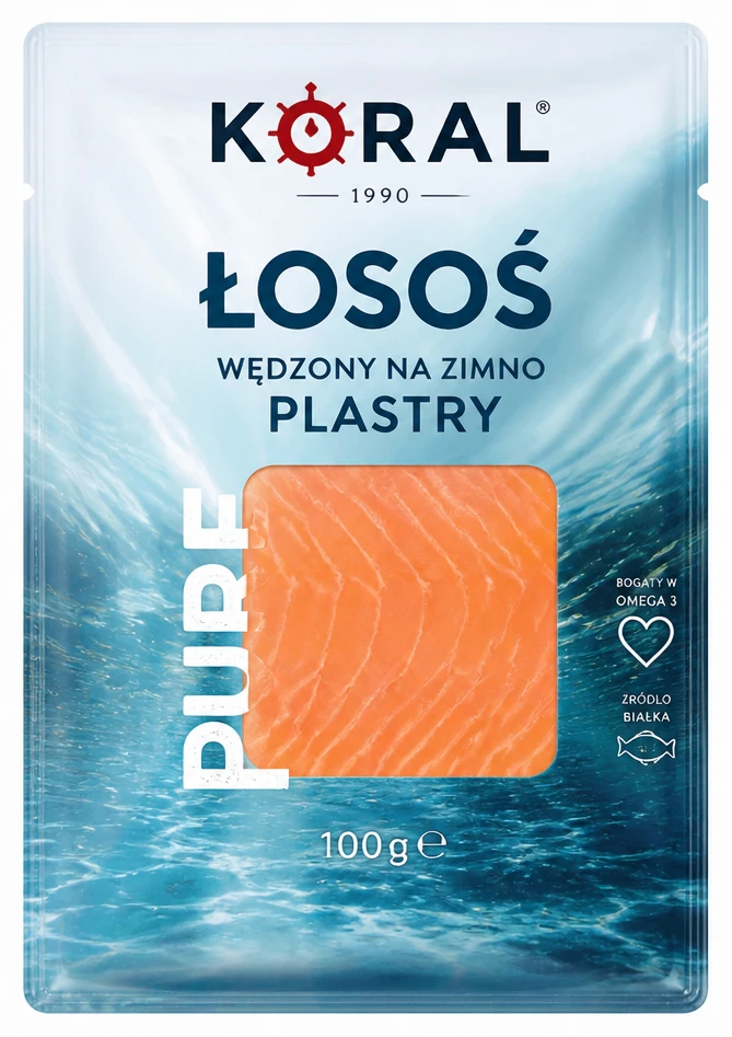 KORAL Łosoś wędzony na zimno plastry