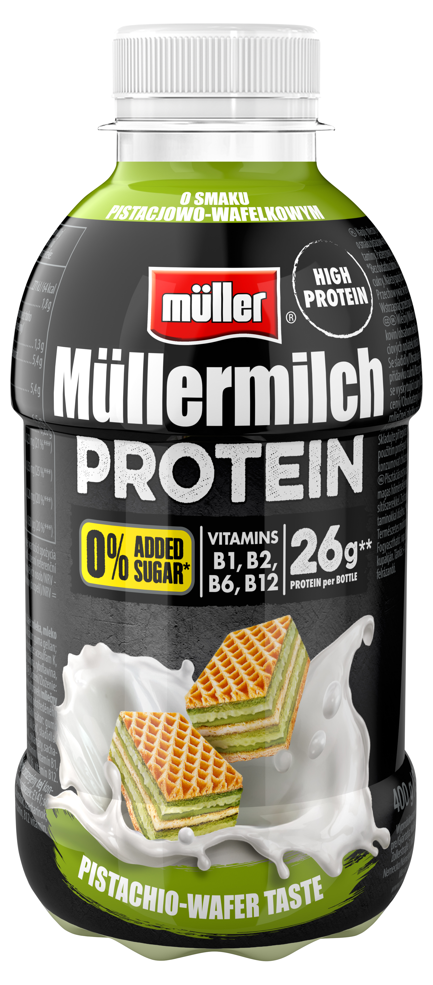 Müllermilch Protein Zero Napój Mleczny Pistachio-Wafer400G