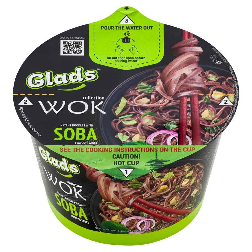 Glads Wok Danie instant z makaronem typu noodle i sosem o smaku Soba 95 g