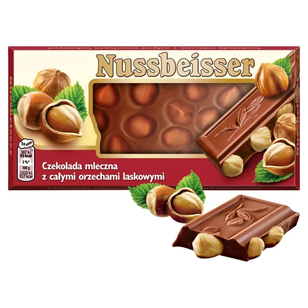 Nussbeisser Czekolada mleczna z całymi orzechami laskowymi 100 g