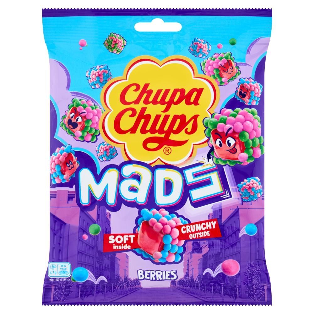 Chupa Chups Mads Żelki w chrupkiej posypce o smaku owoców jagodowych 115 g