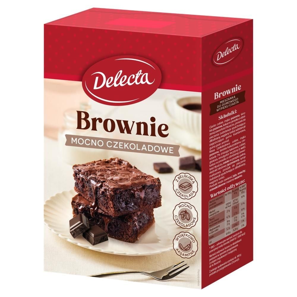 Delecta Brownie mocno czekoladowe mieszanka do domowego wypieku ciasta 550 g