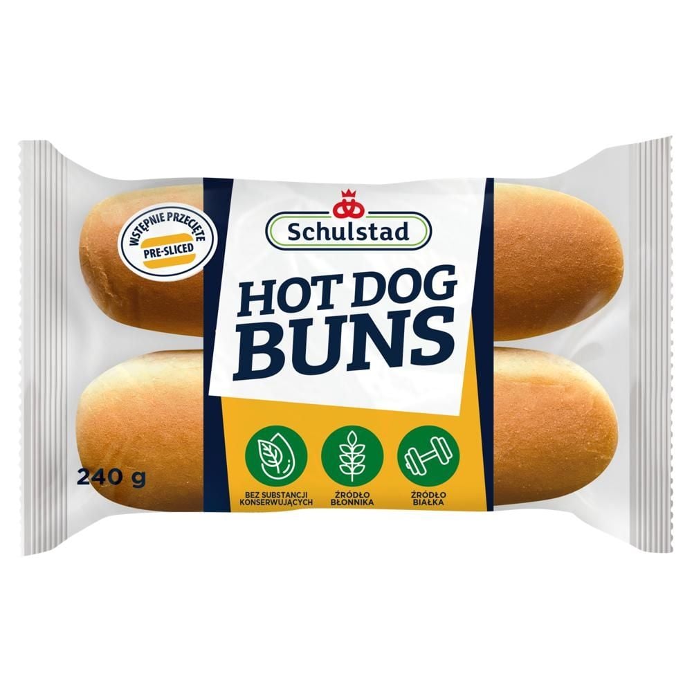 Schulstad Bułki pszenne do przygotowywania hot dogów 240 g (4 x 60 g)